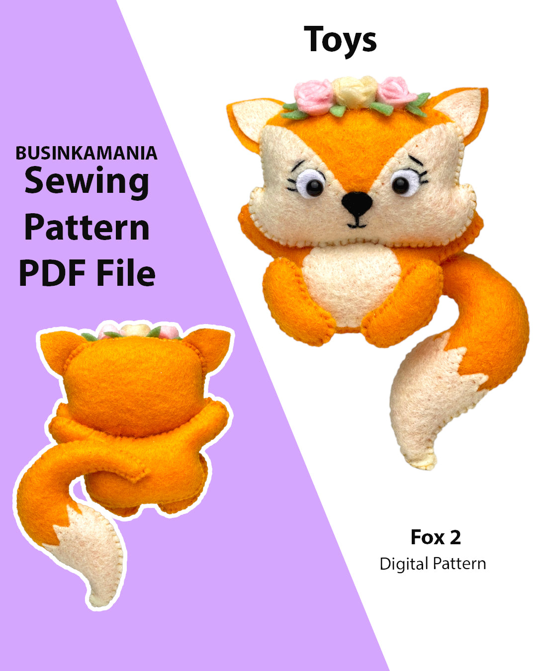 Patrón de costura de juguete de fieltro Fox 2