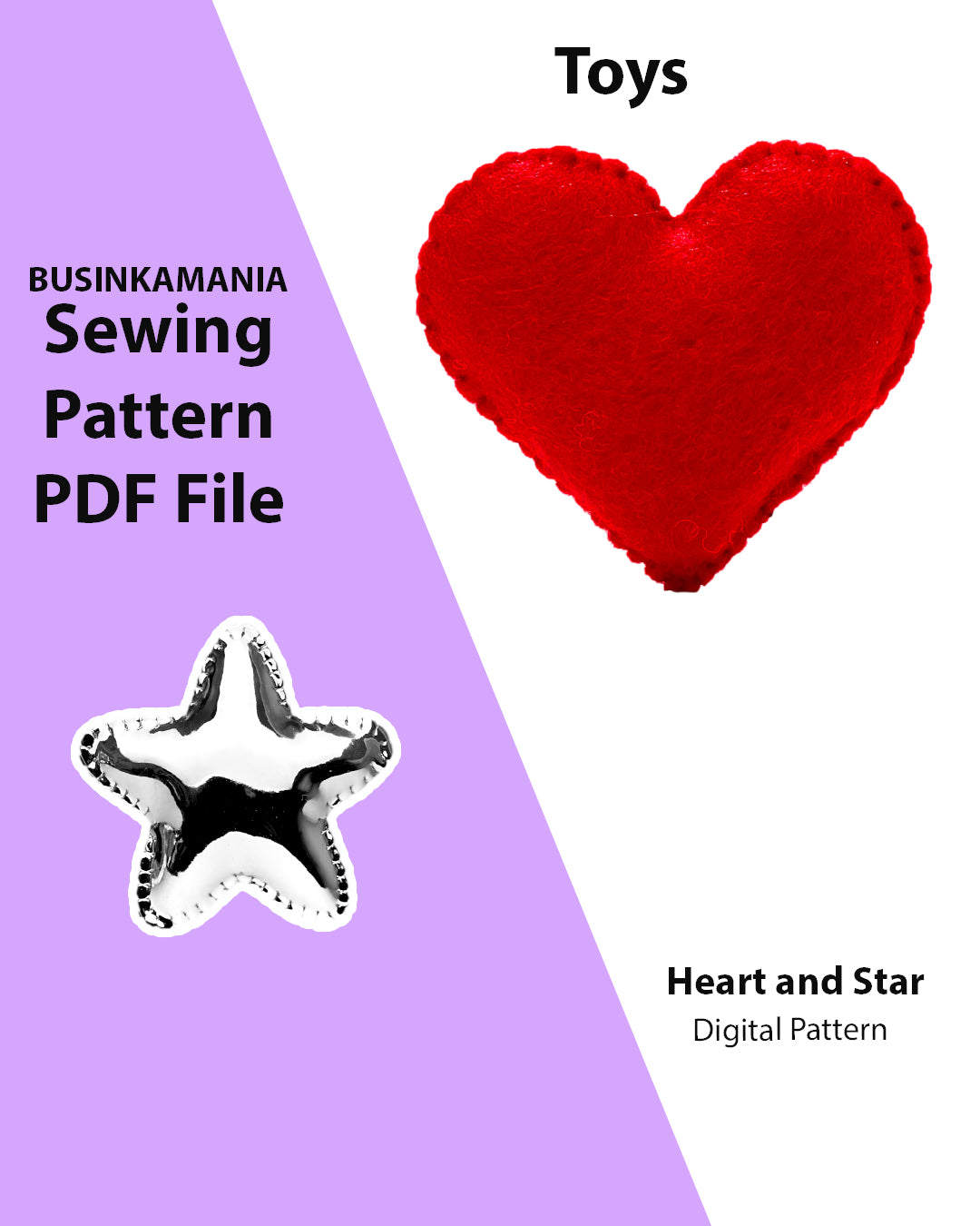 Heart and Star Felt Toy Sewing Pattern