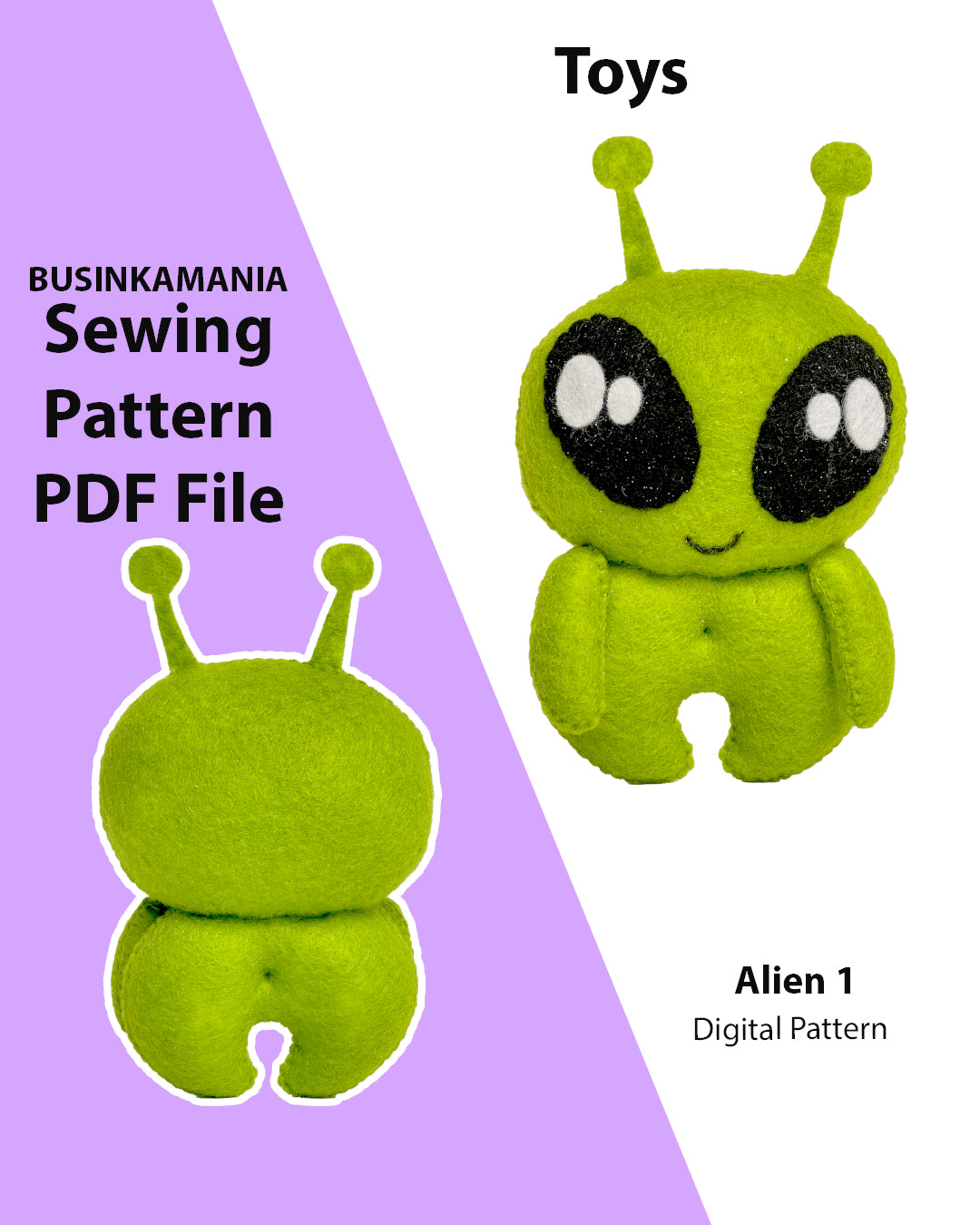 Alien Pattern Teddy Alien 1 Felt Toy Sewing Pattern – BusinkaMania