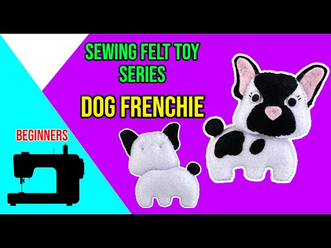 Padrão de costura de brinquedo de feltro para cachorro Frenchie