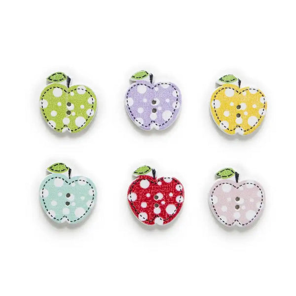 15Pcs Apple Wood Buttons