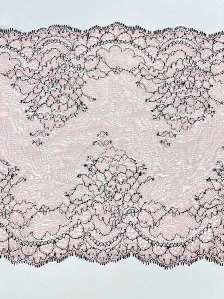 Sehr weicher Stoff, 22 cm, Rosa/Weiß, Blumen-Stretch, elastisches Netz, Spitzenborte zum Nähen von Dessous