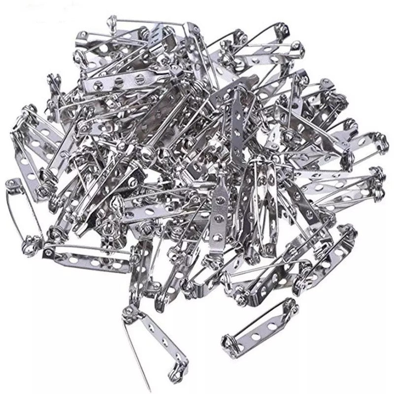 Silver Color Brooch Back Bar Pins Findings 25x5mm
