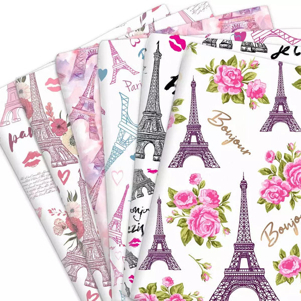 Eiffel Tower Print 50*145cm 4 Way Stretch Elastic High Quality Fabric For Lingerie