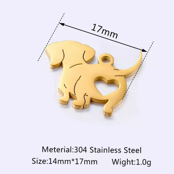 5Pcs Dachshund Charms Hollow Heart Pendants DIY And Craft Findings