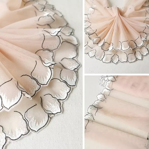 1Yard Beautiful Skin Pink Not Elastic Lace Trim Embroidered Fabric For Bra And Underwear