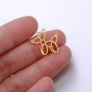 5Pcs Balloon Dog Charms Hollow Heart Pendants DIY And Craft Findings