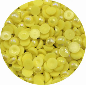 Желтая полукруглая жемчужина с плоской спинкой для изготовления игрушек
