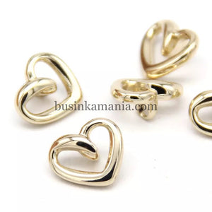 12mm 6PCS Lot Vintage Hollow Heart Gold Metal Buttons For Clothing Wedding Dress Women Shirt Decorative DIY Sewing Accessories
