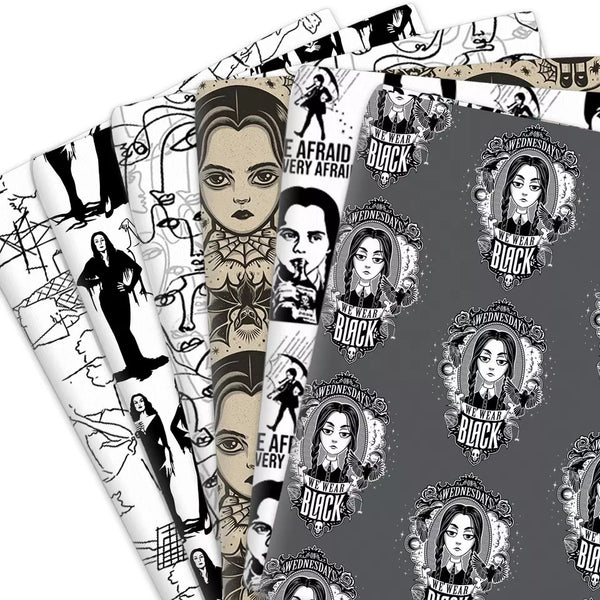 Addams Family / Mittwoch Druck 50 * 145 cm REINER BAUMWOLLE Hochwertiger Stoff für Kleidung