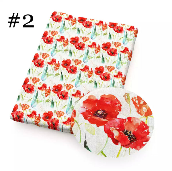 Цветок мака и цветочная печать 50 * 145 см 4 эластичная высококачественная ткань для нижнего белья
