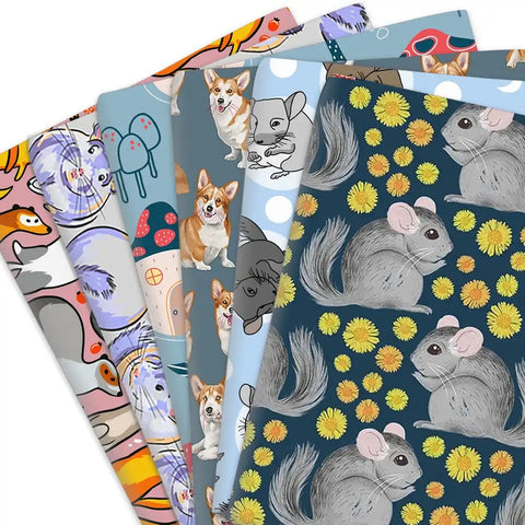 Dog And Mouse Animals Print 50*145cm 4 Way Stretch Elastic High Quality Fabric For Lingerie