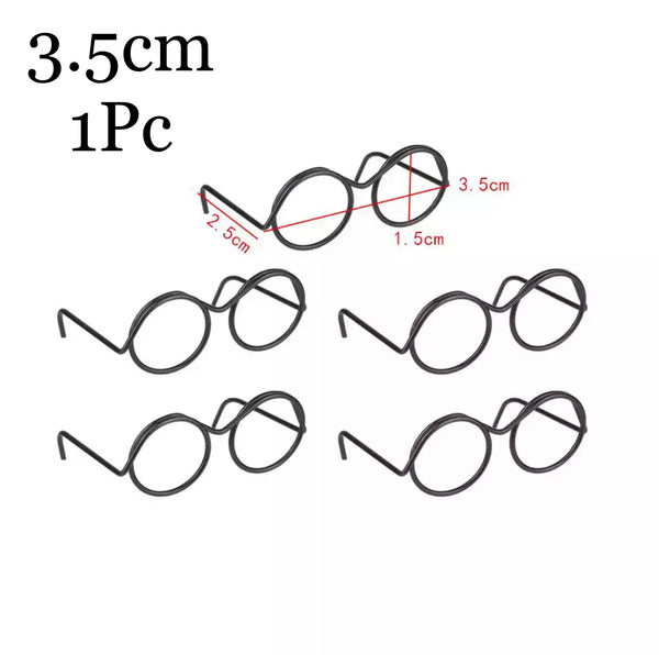 Niedlicher runder Brillenrahmen für Puppen / Retro-Linsenlose Brillen Mini-Spielzeugbrillen