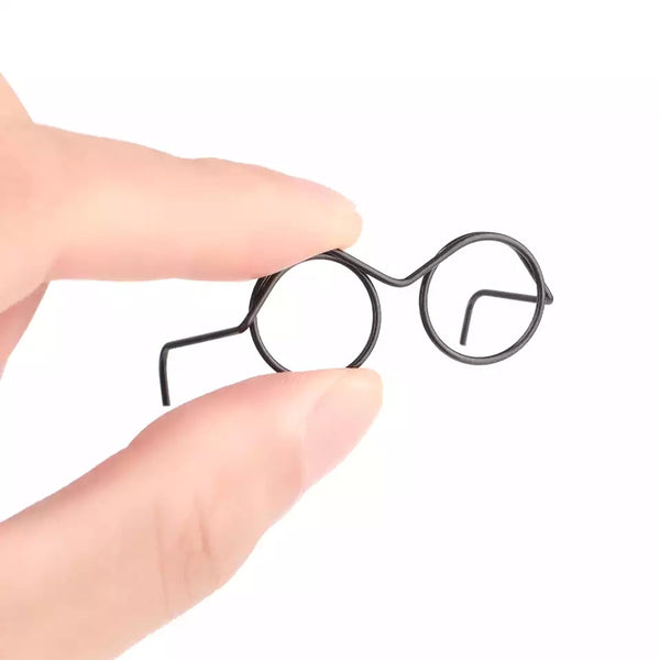 Niedlicher runder Brillenrahmen für Puppen / Retro-Linsenlose Brillen Mini-Spielzeugbrillen