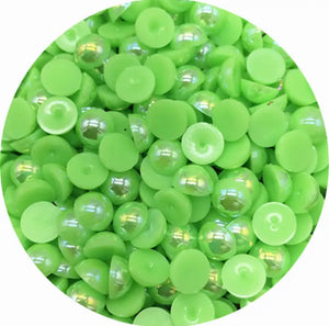Зеленая полукруглая жемчужина с плоской спинкой для изготовления игрушек