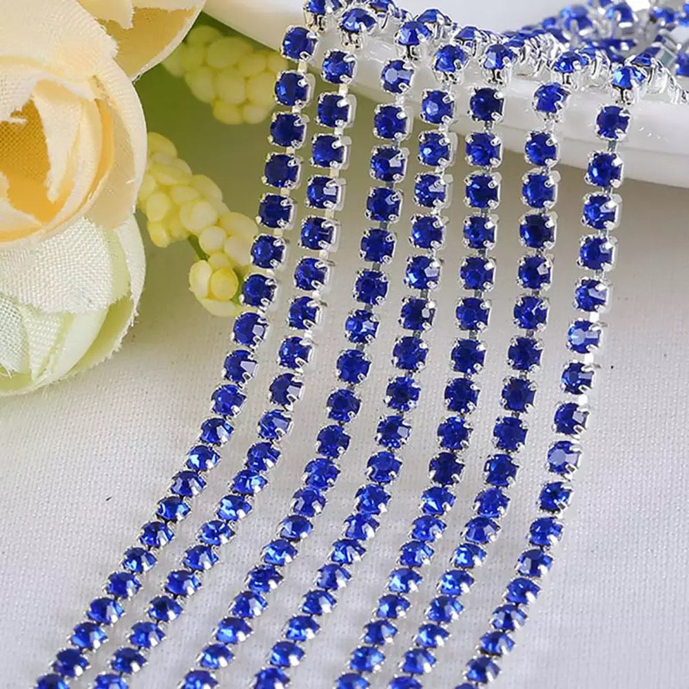 Crystal Rhinestone Chain With Silver Bottom Sew On Cup Chains For DIY Decorations