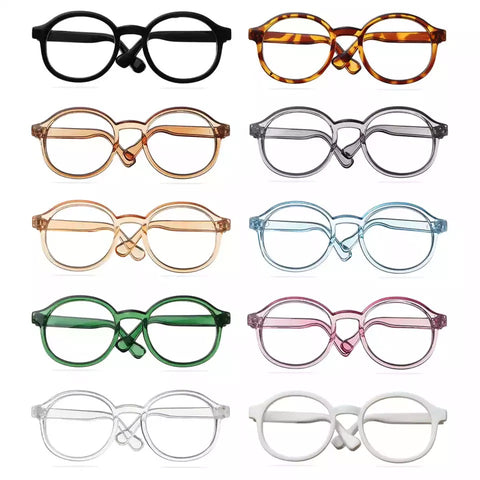 Миниатюрные очки с круглой оправой, прозрачные линзы, очки ярких цветов, стильные аксессуары для кукол Blythe, игрушки «сделай сам», круглые очки
