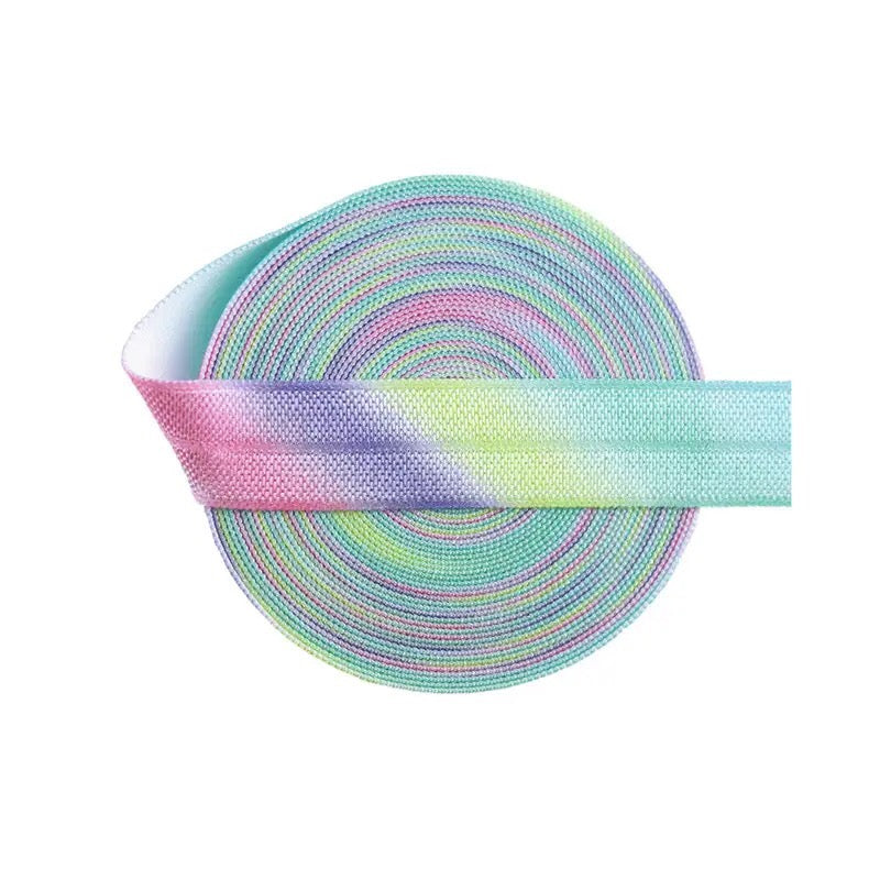 15 mm pastellfarbenes, regenbogenfarbenes, umklappbares FOE-Elasthanband aus Elastan
