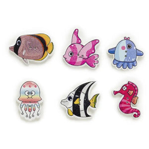 15pcs Fish Series Wood Buttons