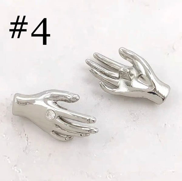 25mm 6PCS Lot Mode Palm Perle Strass Metall Knöpfe Tweed Mantel Stricken Pullover Hand Form Knöpfe Nähen hand Zubehör