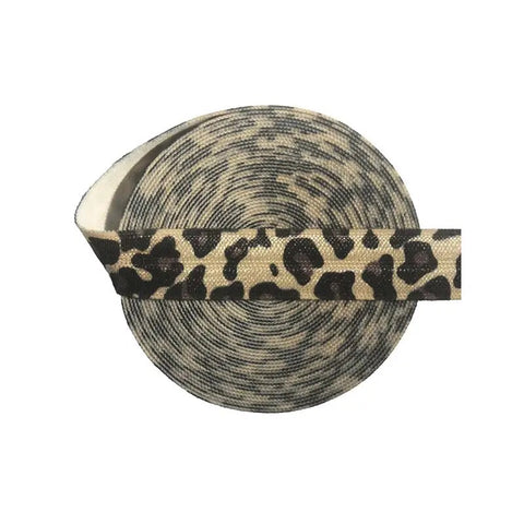Banda elástica de spandex plegable FOE con estampado de leopardo desnudo de 15 mm