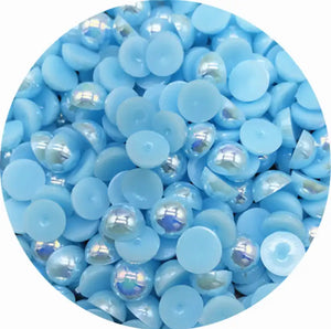 Sky Blue Half Round Pearl With Flat Back For Toys Making