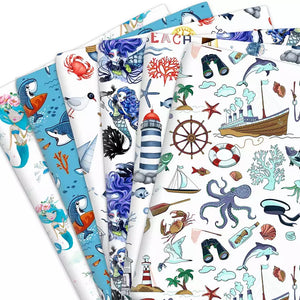 Ocean Print 50*145cm 4 Way Stretch Elastic High Quality Fabric For Lingerie
