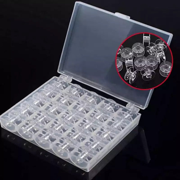 1set/lot Clear Plastic 25 Bobbins Sewing Machine Spools With Thread Storage Case Box For Home Sewing Accessories Sewing Tools