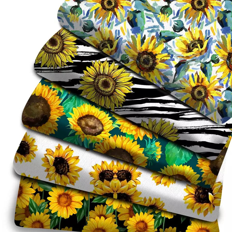 Sonnenblumen drucken 50 * 145 cm 4-Wege-Stretch, elastischer, hochwertiger Stoff für Dessous