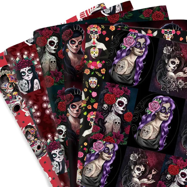 Halloween-Mädchen-Druck, 50 x 145 cm, Kunstleder-Blätter, hochwertiger Stoff
