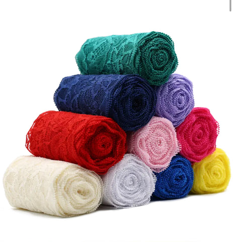 8cm Spandex Stretch Elastic Ribbon Lace Fabric Material For Sewing Trimming Knitting DIY Garment Accessories