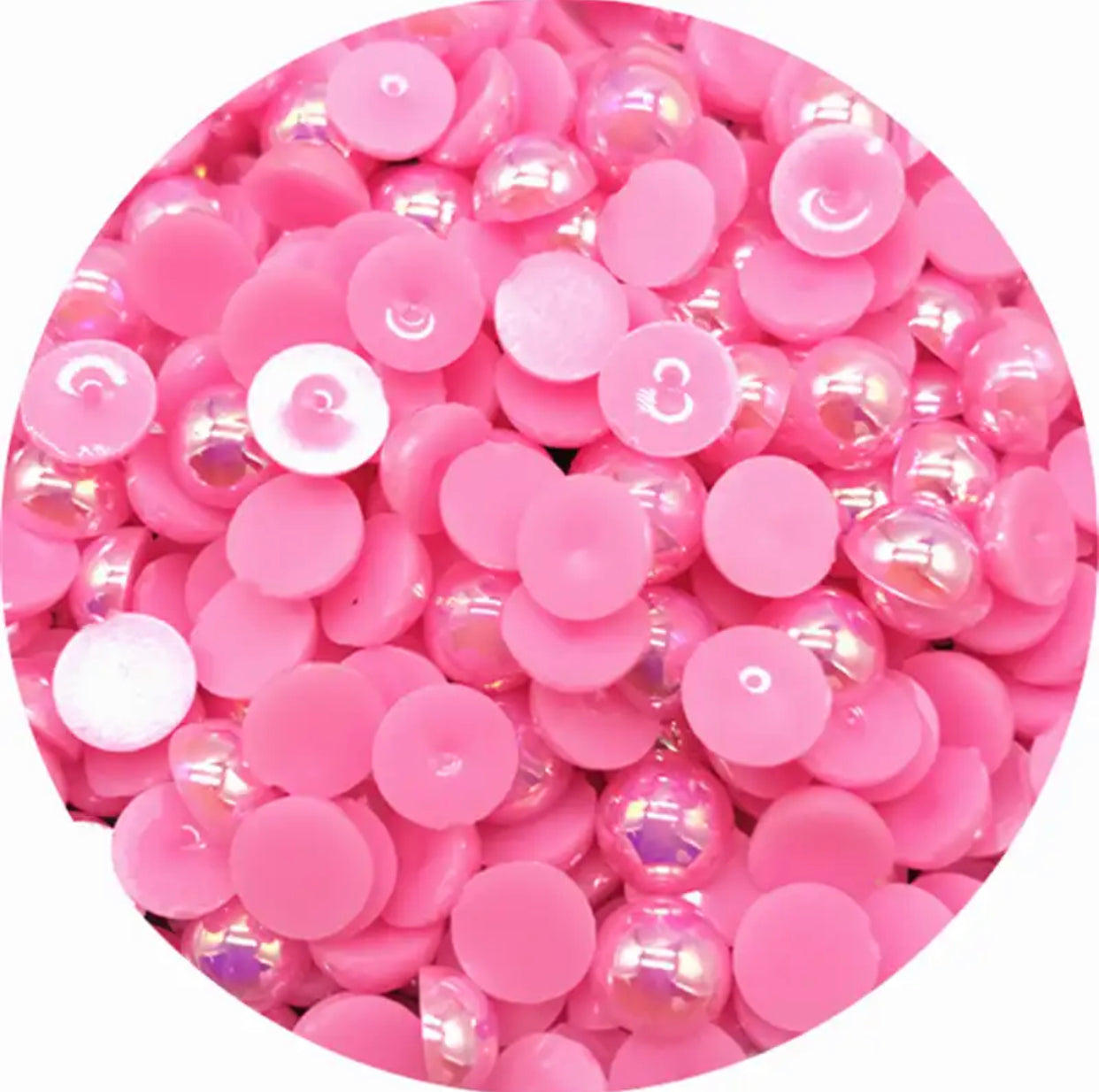 Pink Rose Half Round Pearl With Flat Back For Toys Making