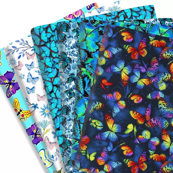 Schmetterlingsdruck, 50 x 145 cm, 4-Wege-Stretch, elastisch, hochwertiger Stoff für Dessous