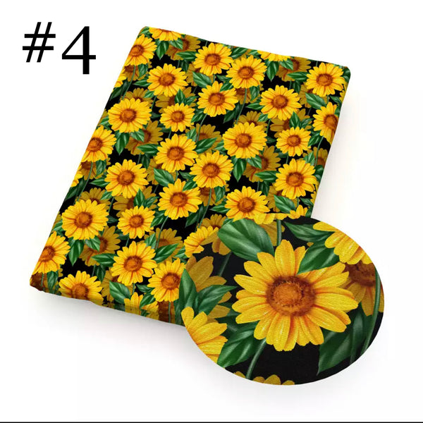 Sunflowers Print 50*145cm 4 Way Stretch Elastic High Quality Fabric For Lingerie