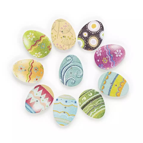 15Pcs Easter Egg Wood Buttons For Sewing