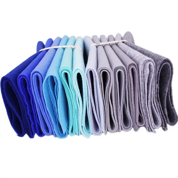 6Pcs Blue & Grey High Density Polyester Smooth Soft Korean Fabric Felt Set