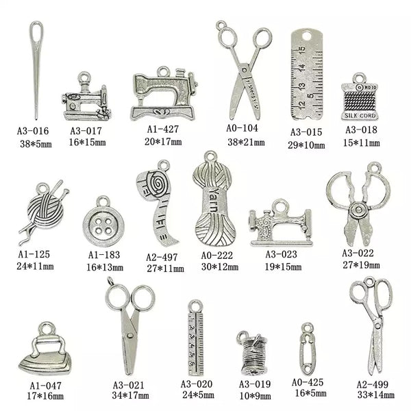18Pcs Mix Silver Color Cute Sewing Machines Charms Hollow Pendants DIY And Craft Findings
