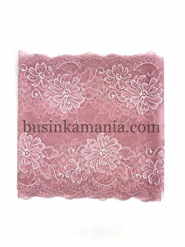 20CM Wide Big Flower Pink Soft Stretch Elastic Lace Trim for Lingerie Sewing