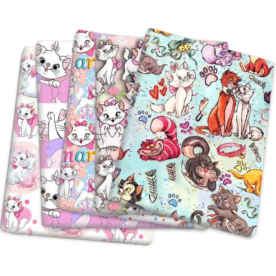 Cartoon-Katzen-Druck, 50 x 145 cm, 4-Wege-Stretch, elastisch, hochwertiger Stoff für Dessous