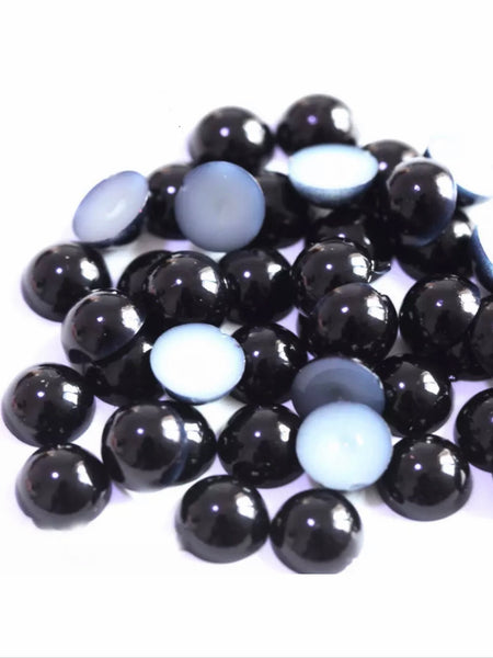Schwarze halbrunde Perle mit flacher Rückseite für die Spielzeugherstellung