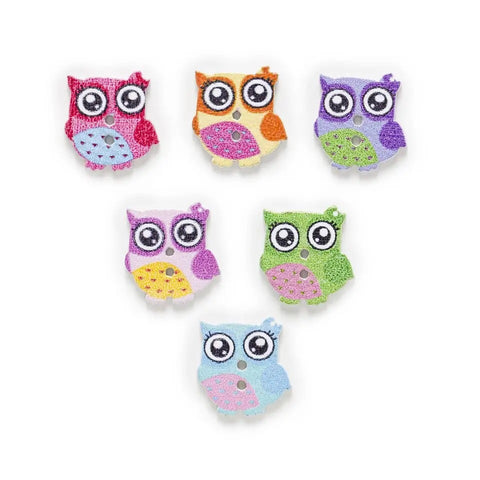 15Pcs Owl Wood Buttons for Sewing