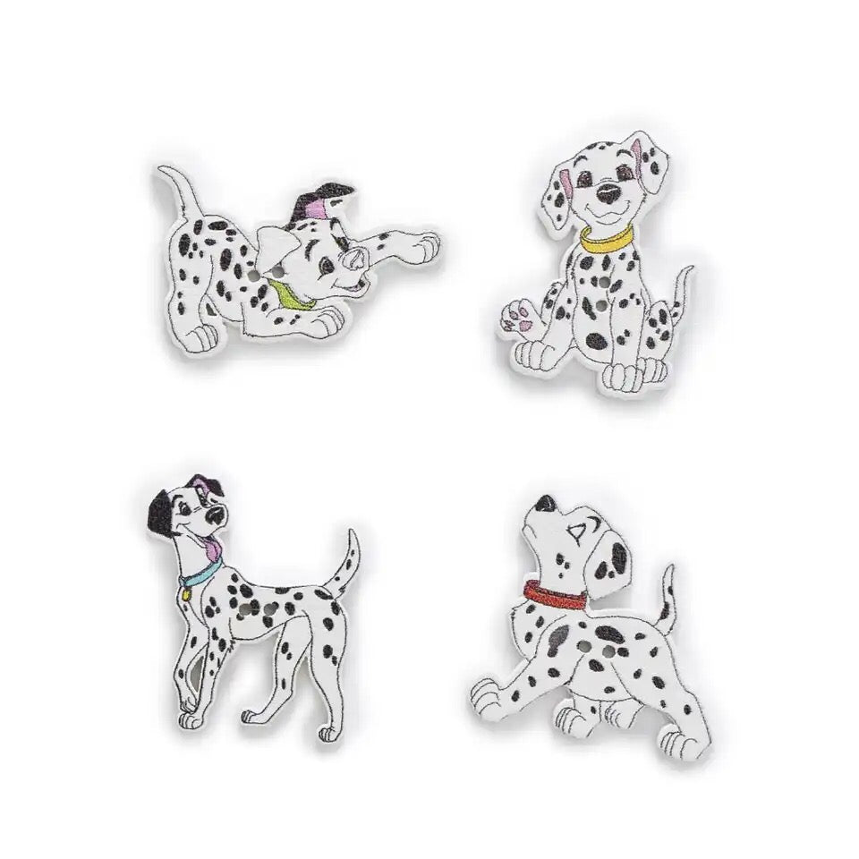 15pcs Dalmatian Spotted Dog Cartoon Wood Buttons