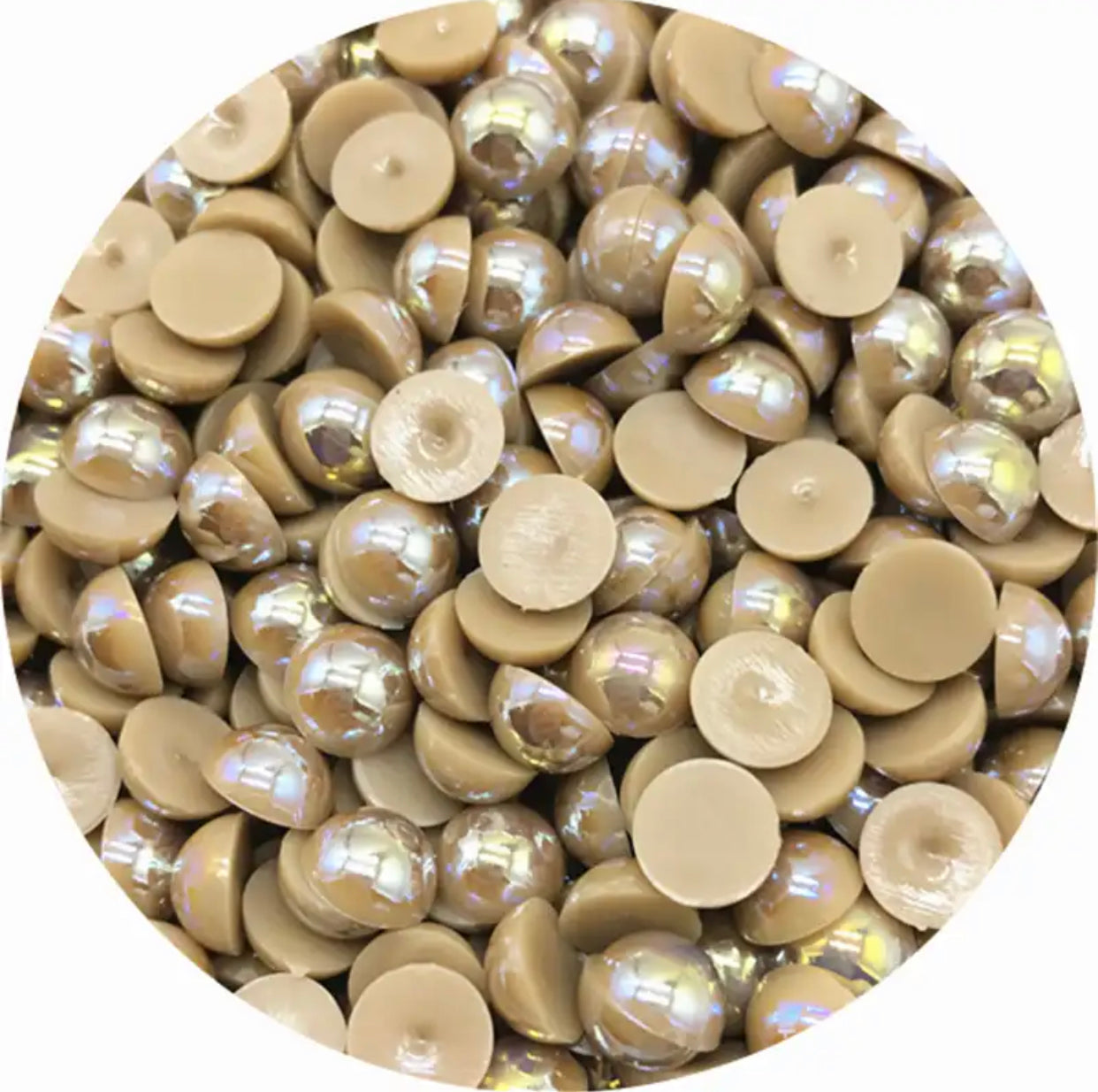 Beige Half Round Pearl With Flat Back For Toys Making