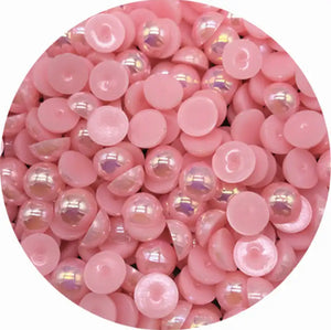 Розовая полукруглая жемчужина с плоской спинкой для изготовления игрушек