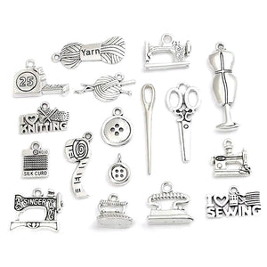 17Pcs Mix Silver Color Cute Sewing Machines Charms Charms Pendants DIY And Craft Findings