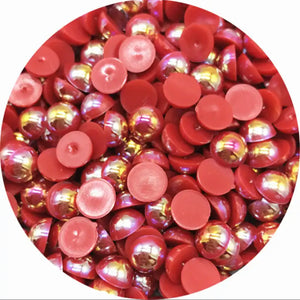 Красная полукруглая жемчужина с плоской спинкой для изготовления игрушек