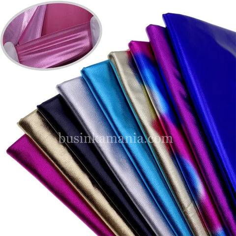 50*150cm 4 Way Stretch Shiny Foil Bronzing PU Leather Spandex Fabric Glossy Material