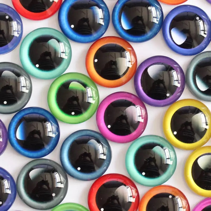 Zufällig gemischte Flatback Runde Augen Glas Cabochon Basis DIY Spielzeug Zubehör