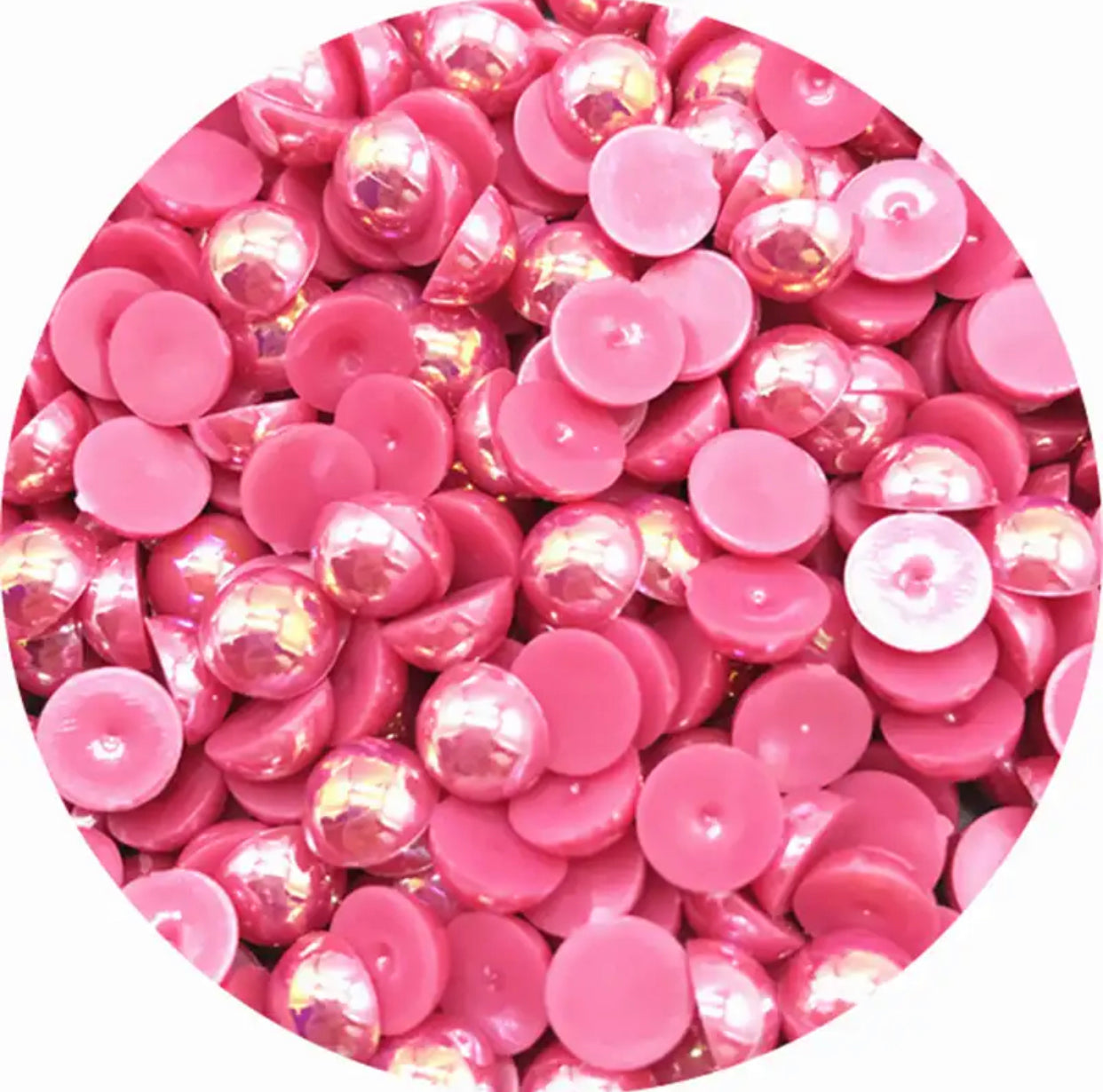 Розовая полукруглая жемчужина с плоской спинкой для изготовления игрушек